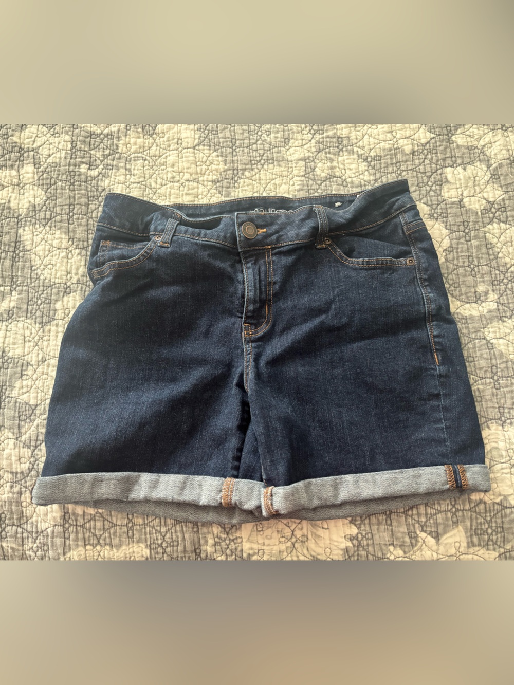 Maurices Dark Blue Denim Shorts with Contrast Stitching